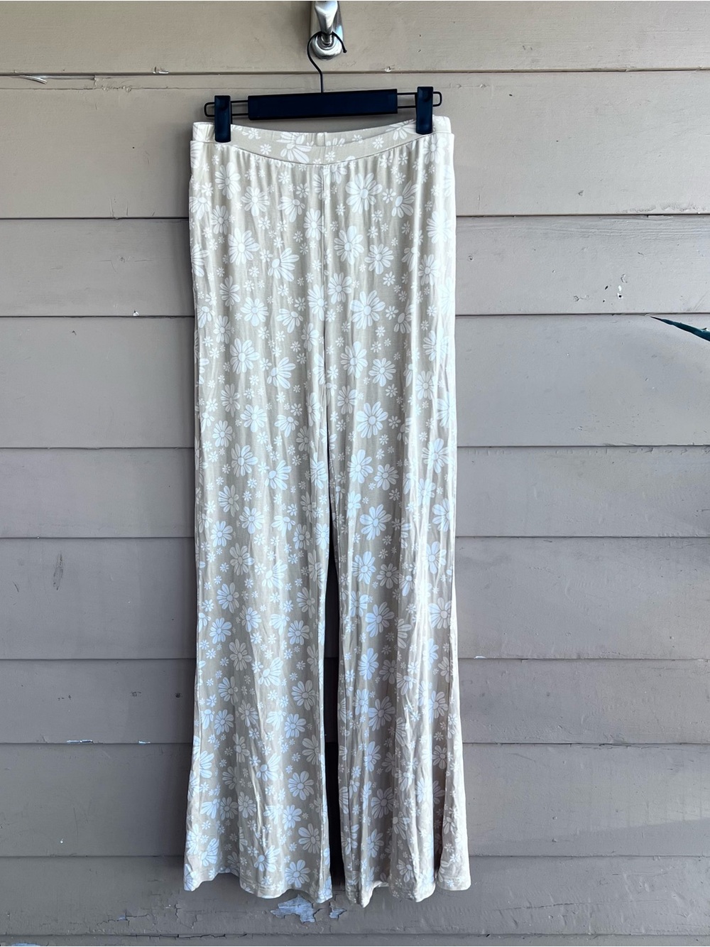 Everyday Leisure Neutral Floral Bamboo Pull on Wide Leg Pants Size S